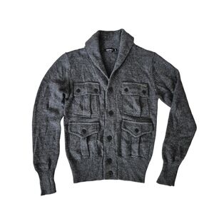 Antony Morato Gray Shawl Collar Cardigan Sweater Front Pockets Wool Blend